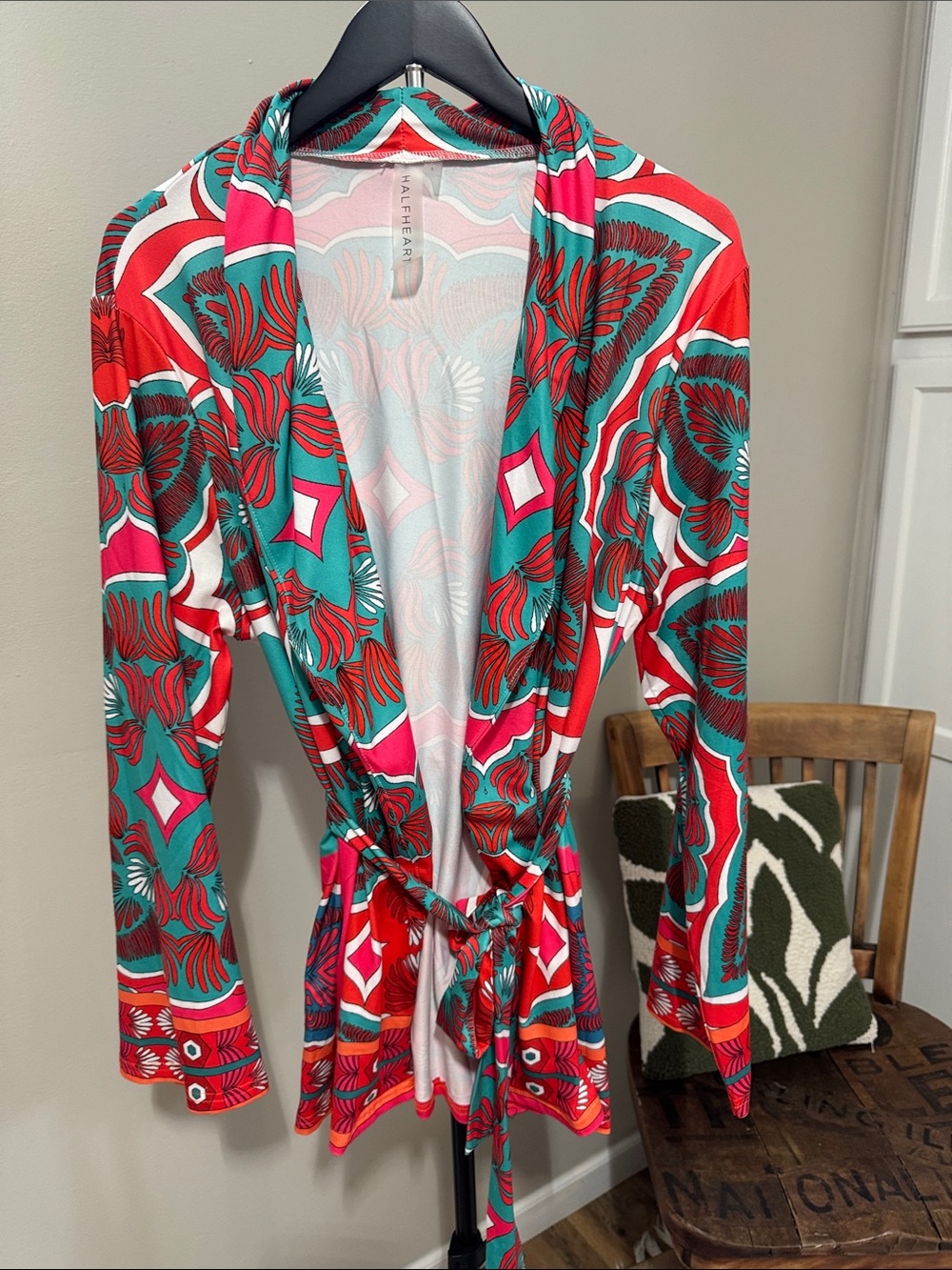 HALFHEART 2-Piece Printed Kimono & Wide-Leg Pants Set L Colorful Resort - Picture 5 of 9